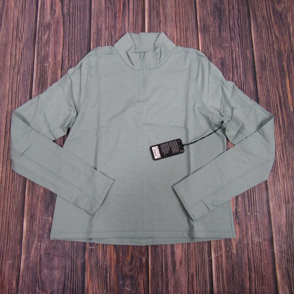 Allbirds NEW NWT Womens Medium Green Natural Run Mid Layer 1/4 Zip Jacket